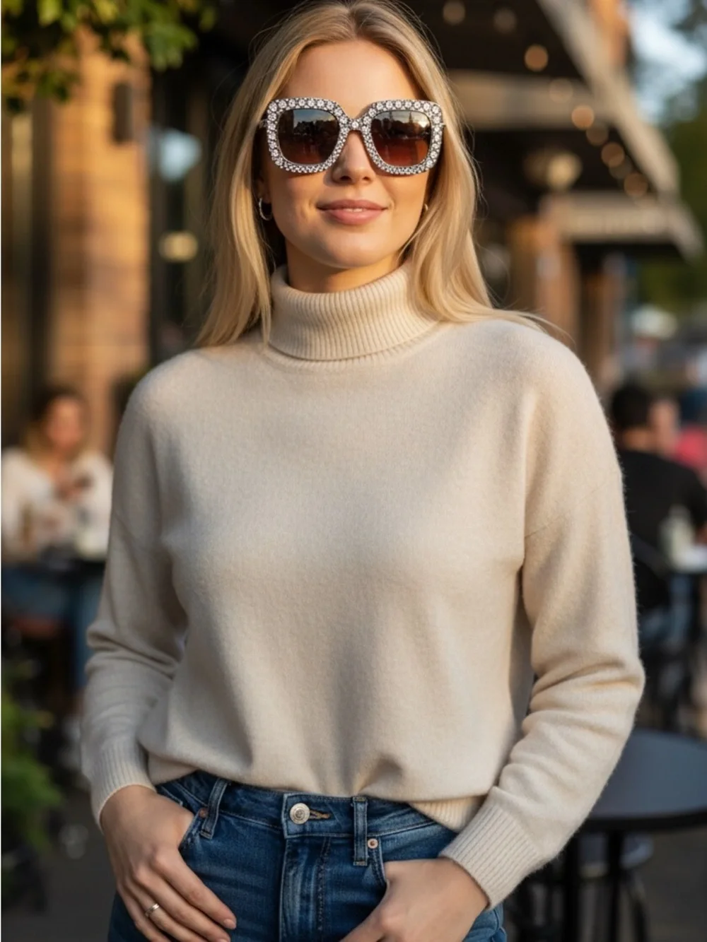 Crystal Square Sunglasses - Women's Black